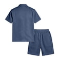 thumbnail image 6 of Sewkxo Mens 2 Piece Set Short Sleeve Lapel Collar Buttons Shirts Drawstring Beach Shorts Summer Beach Casual Set with Pockets,Navy 3XL, 6 of 6