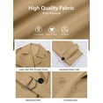 thumbnail image 5 of Spring Fall Women Long Sleeve Solid Double Breasted Lapel Trench Coat with Belt, 5 of 6
