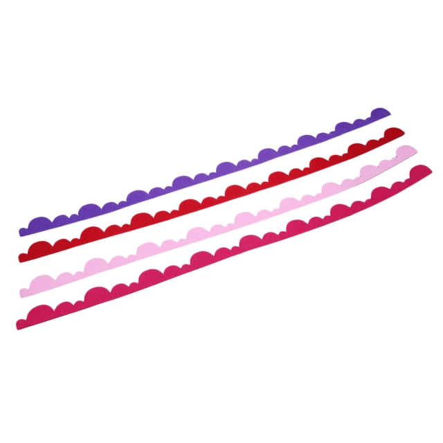 OULII Display Borders for Classrooms 4Pcs Felt Blackboard Border Strip Wavy Lace Design Pink Purple Red Rosy