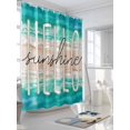 thumbnail image 3 of Hello Sunshine Shower Curtain, Coastal Beach Ocean Bathroom Decor Curtains Set with Hooks, Aqua Brown Waterproof Fabric Home Accessories， 72 X 72 Inch Long, 3 of 6