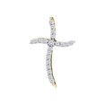 thumbnail image 1 of 10kt Yellow Gold Womens Round Diamond Cross Pendant 1/4 Cttw, 1 of 1
