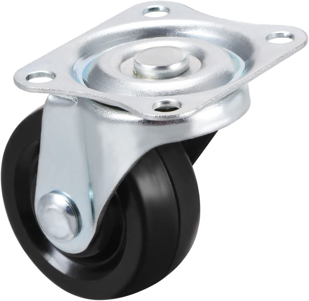 FRKSMD-Swivel Caster Wheels 1.5" Rubber with 360 Degree Top Plate 44LBS Capacity for Furniture Carts Workbench, Black, Pack of 4