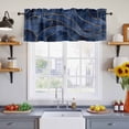 thumbnail image 4 of Navy Blue Marble Valances for Windows, Modern Golden Geometric Abstract Light Filtering Kitchen Curtains, Rod Pocket Window Valance Curtains for Living Room Bedroom, 60" W x 18" L, 2 Panels, 4 of 9