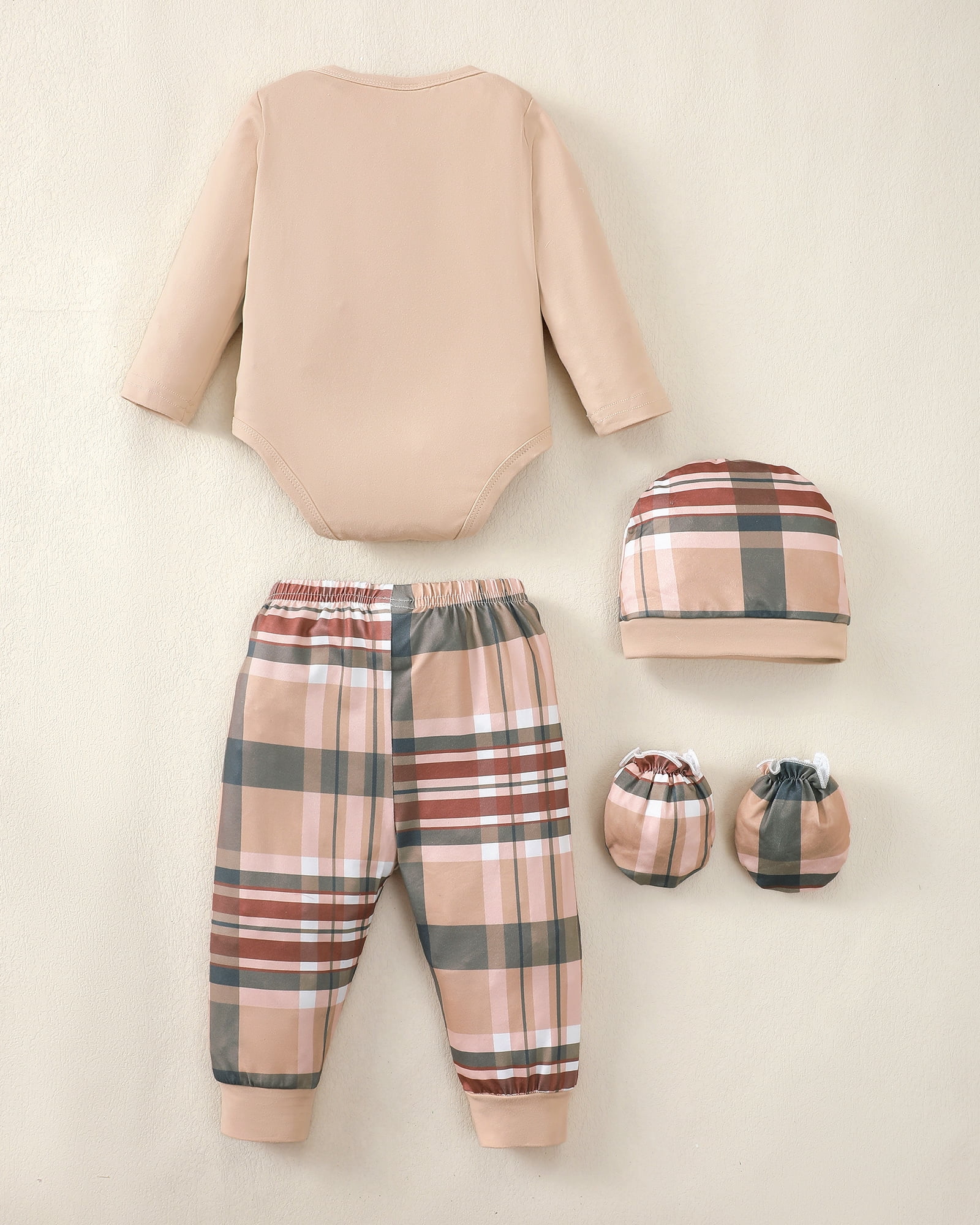 KIMI BEAR Newborn Baby Girls Layette Set 4 Packs 0-3 Months Winter Clothes Outfits Long Sleeves Romper Top Pants Gloves Hats 16 Piece Essentials Accessories Clothing Gift Sets Brown
