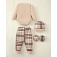 thumbnail image 2 of KIMI BEAR Newborn Baby Girls Layette Set 4 Packs 0-3 Months Winter Clothes Outfits Long Sleeves Romper Top Pants Gloves Hats 16 Piece Essentials Accessories Clothing Gift Sets Brown, 2 of 9
