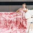 thumbnail image 6 of VK·LIVING Faux Rabbit Fur Reversible Throw Blanket,Super Soft 3D Striped Fuzzy Cozy Thick Ribbed Blankets,Tie-Dye Pink,108"x 90", 6 of 11