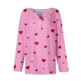 thumbnail image 3 of Resicozy Women Valentines Shirts Henley Neck Long Sleeve Casual Heart Printed Fashion T Shirt 2026 Light pink L, 3 of 4