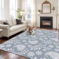 thumbnail image 2 of 5'x7' Area Rugs, Blue Paisley Indoor Outdoor Area Rug for Living Room Bedroom, Ethnic Vintage Floral Botanical Abstract Washable Bathroom Rugs Kitchen Floor Carpet Mats Home Decor Aesthetic, 2 of 8