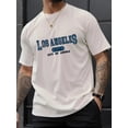 thumbnail image 1 of Los Angeles Print Men's Creative Top, Casual Short Sleeve Crew Neck T-shirt, Men's Clothing For Summer Outdoor Tee For Adult, Men, Women, Teen, Teenager, Adolescent, Youth., 1 of 4