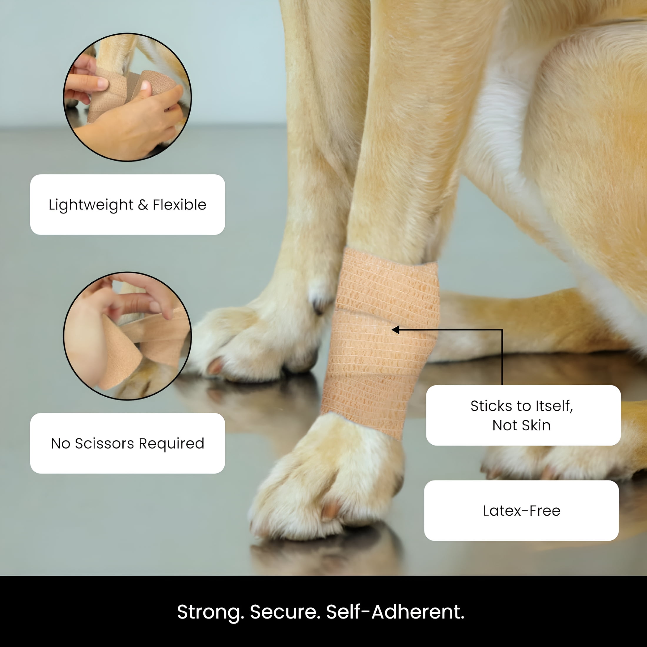 OITY Cohesive Self-Adherent Bandage Wrap - Elastic Support for Sprains & Sports Tape - Vet Wrap for Horses & Dogs - Hand-Tearable Design & Grip Tape - 24 Rolls, 3 in X 5 Yd