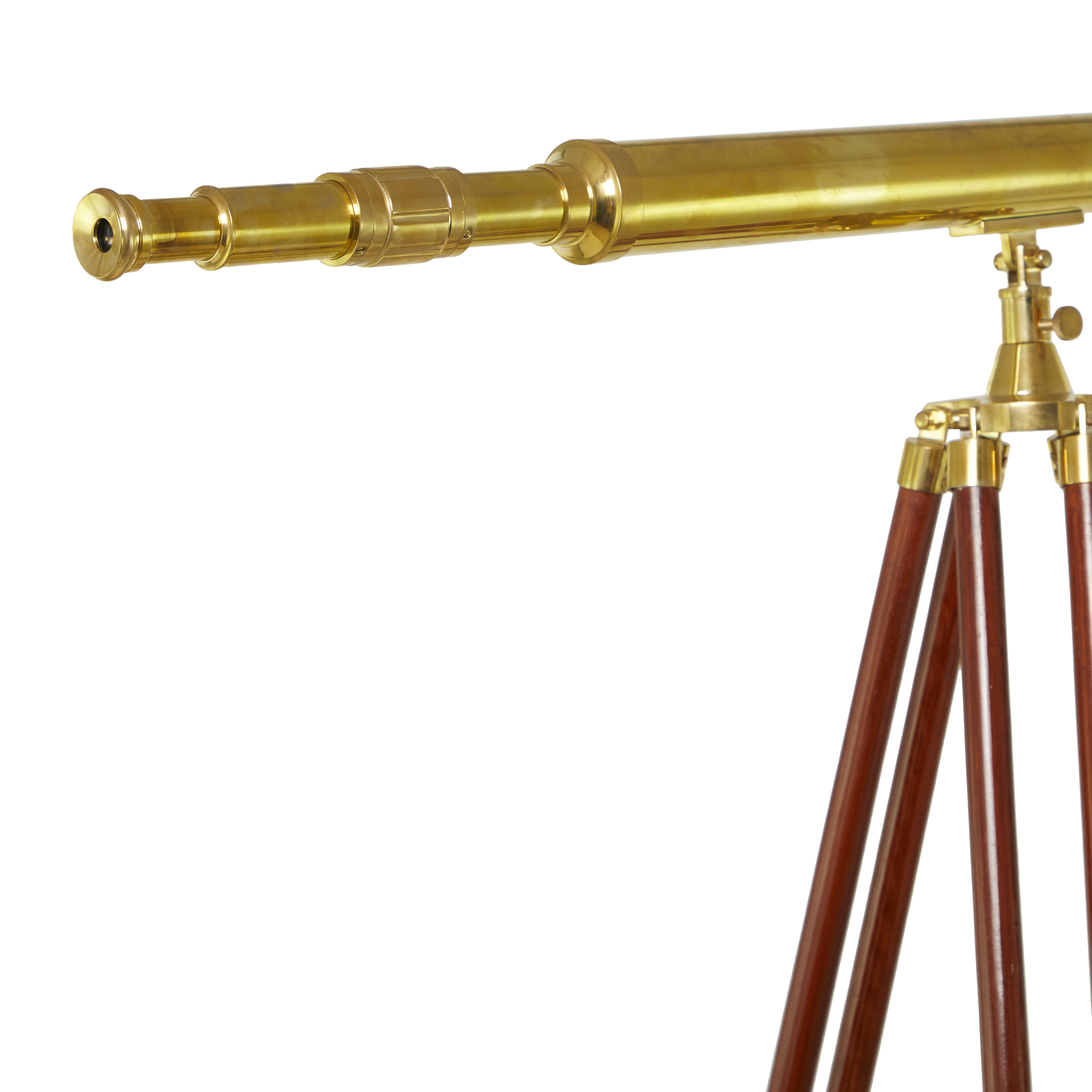 7-3/4″ Polished Brass Antique 8X Telescope with Lens Shade