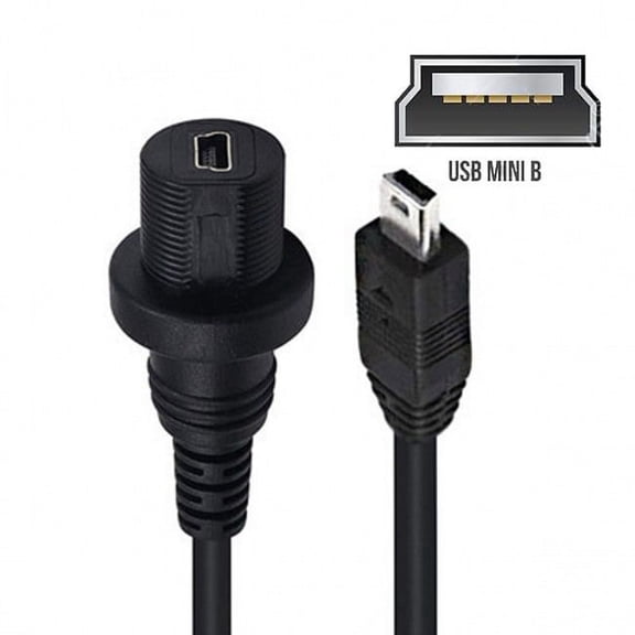 CY 1m Waterproof Dustproof 480Mbps Mini USB2.0 5Pin Male to Female Extension Data Power Cable Car Panel Mount Design