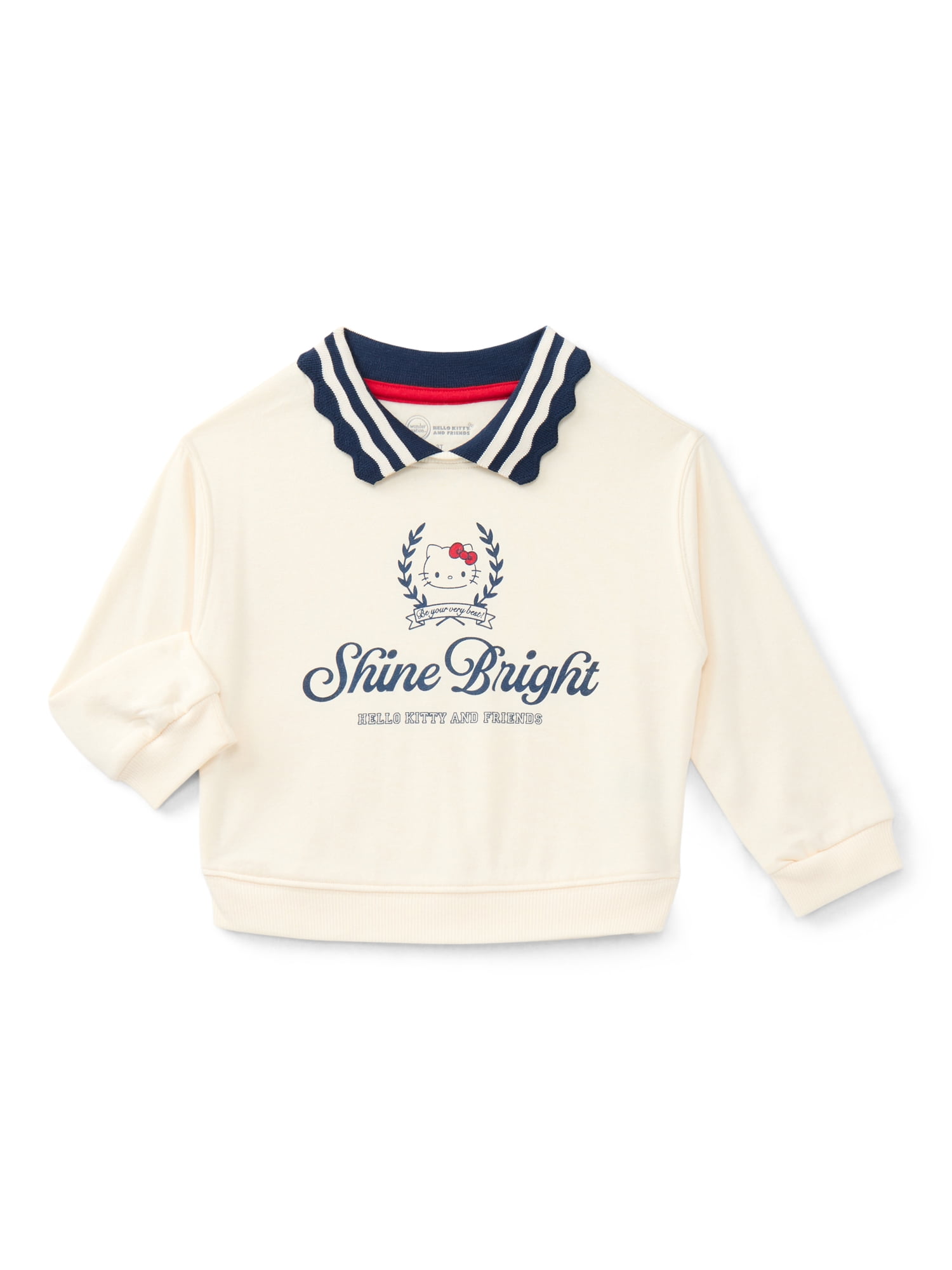 Wonder Nation Hello Kitty Girls Graphic Collared Sweatshirt with Long Sleeves, Sizes 4-18