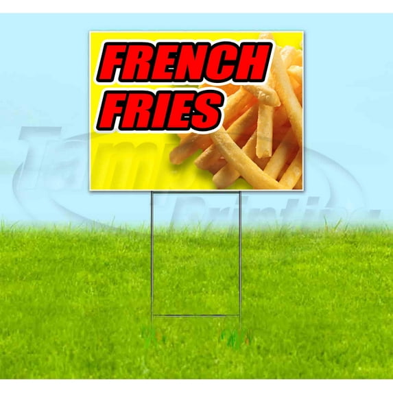 French Fries (18" x 24") Yard Sign, Includes Metal Step Stake