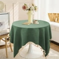 thumbnail image 6 of OAVQHLG3B Small Square Tablecloth Solid Vintage Grey Fabric Tassel Table Cloth Rustic Farmhouse Decorative Washable Table Cover for Kitchen Dining Party 36 x 36 Inch, 6 of 6