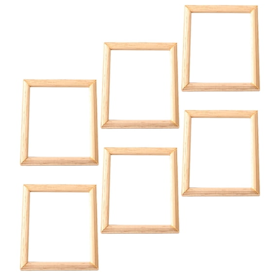 ULTNICE 6Pcs Wood Picture Frame Ornament Mini Craft Photo Frames for Craft Enthusiasts and Collectors 7.6x6.6x0.5in