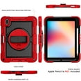 thumbnail image 5 of Tarise Case for Apple iPad 10th Generation 10.9 inch (2022), 360° Rotating Kickstand with Pencil Holder/ Hand Strap/ Shoulder Strap Hard PC Rugged Silicone Shockproof Bumper Stand Cover, Red+Black, 5 of 8