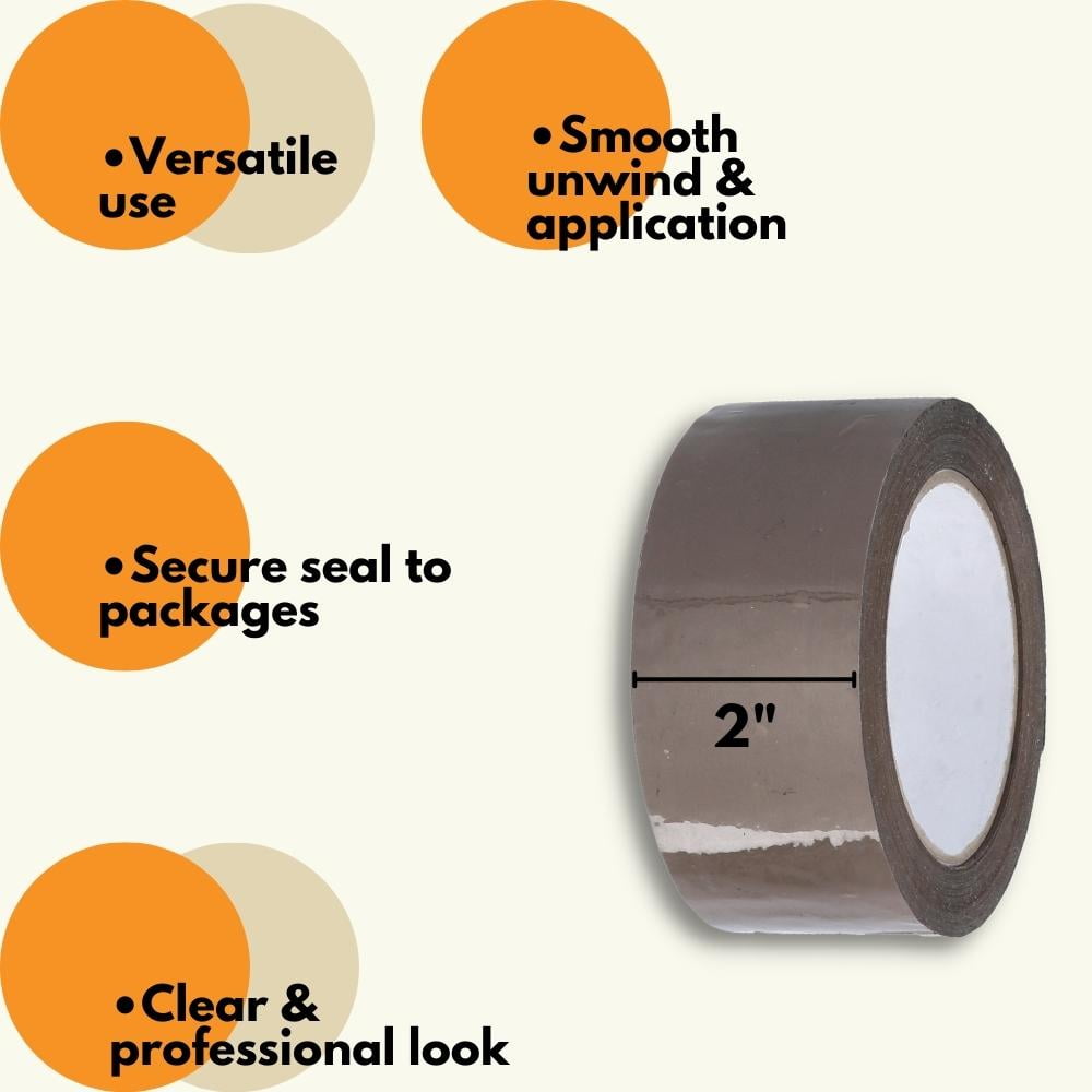 SSBM 1.88 Inch x 110 Yards (330 Feet) Tan Acrylic Carton Sealing Tape, Moving & Packaging, 2.3 Mil, Pack of 1368 Rolls