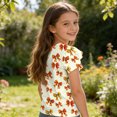 thumbnail image 5 of Grblisyd Shirts for Girls 10-12 Casual Cute Ruffle Sleeve Little V Neck T Shirts Loose Fit Tops Tees Fashion Bow Knot Print Blouses Clothes Orange 6-7Y, 5 of 6