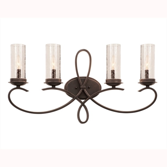 Kalco Lighting 2664PS/1100 Bath Lighting Pearl Siler Hand Forged Iron and Seeded Glass Grayson