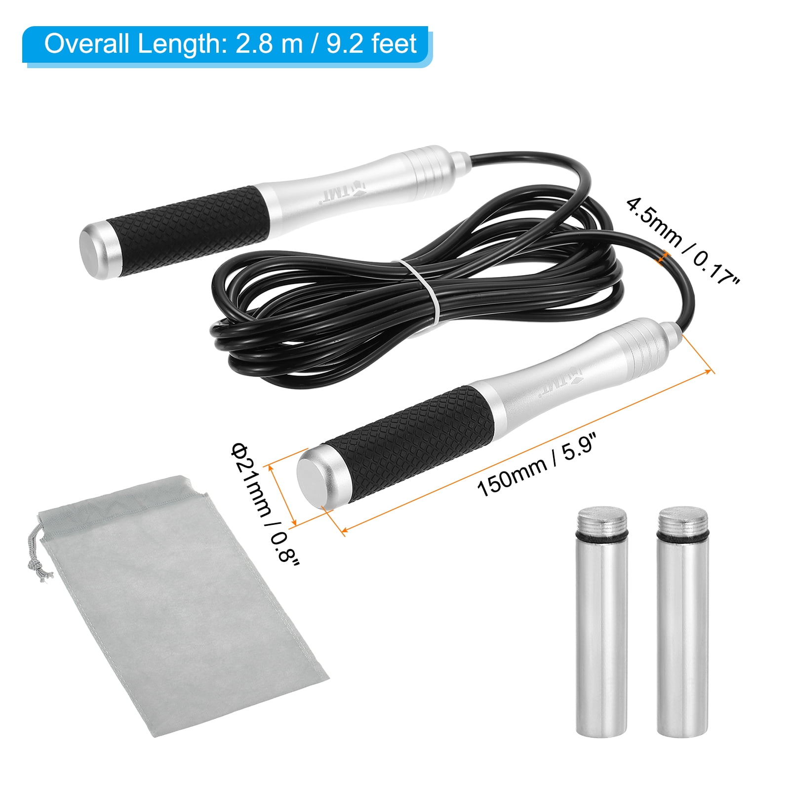 Uxcell Speed Jump Rope Weighted Skipping Rope Adjustable Rapid Jumping Rope with Load Block Black