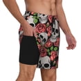 thumbnail image 3 of Gaeub Skull and Roses Mens Swim Trunks Stretch Beach Shorts Quick Dry for Men Swim Shorts Swimwear with Pockets- Medium, 3 of 9