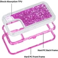 thumbnail image 5 of For Apple iPhone 14 Pro Max 6.7 inch Dual Layer Protective Shockproof Tough Defender Sparkling Liquid Glitter Heart Case Cover Pink, 5 of 5