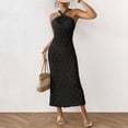 thumbnail image 4 of zaveiop Women's Crochet Backless Halter Cover up Dress Self Tied Sheer Knitted Bikini Coverups (Black, M), 4 of 7