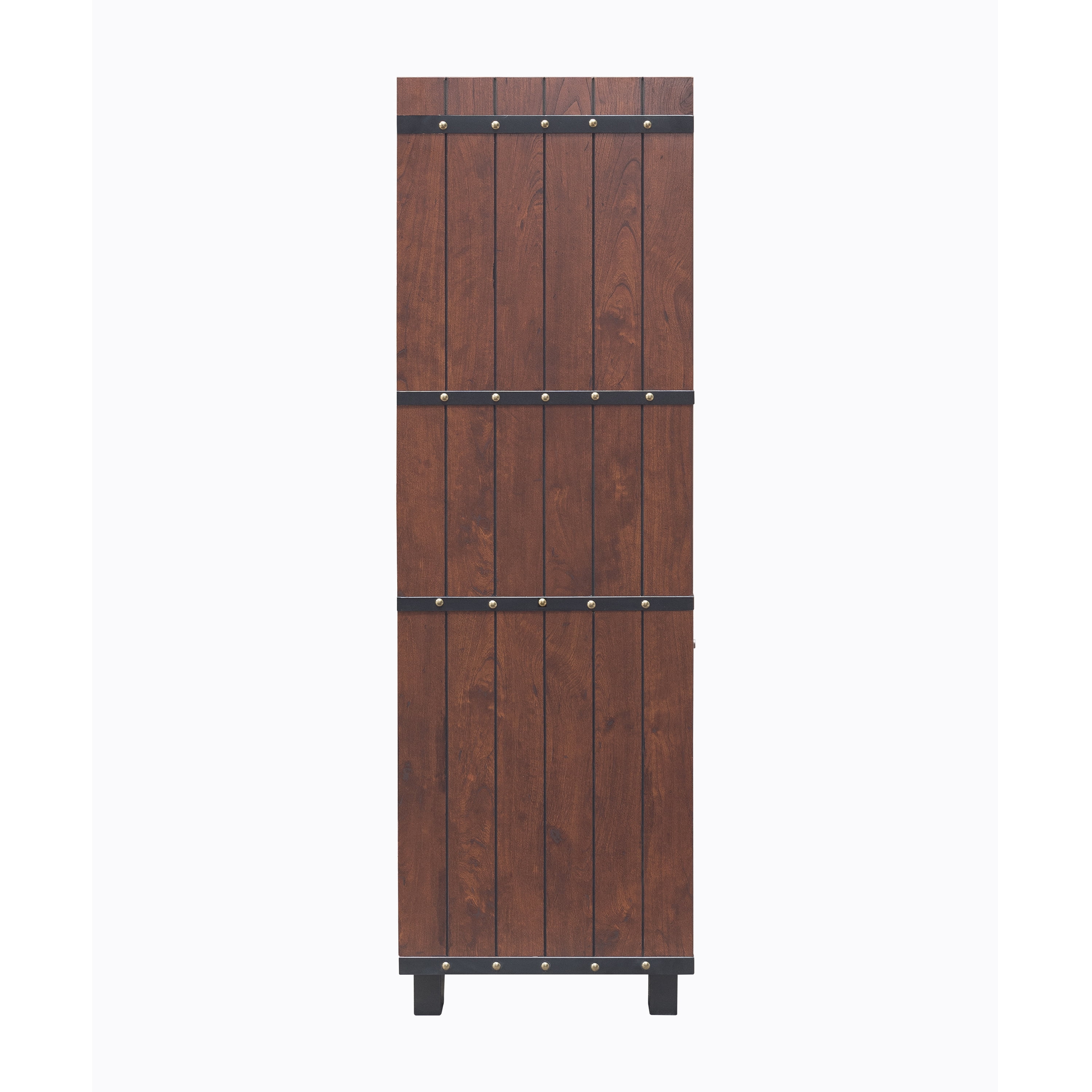Furniture of America Bann Multi-Storage Wine Cabinet, Vintage Walnut
