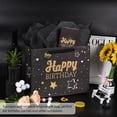 thumbnail image 3 of 16" Black Happy Birthday Gift Bag with Tissue Paper and Greeting Card for Party,Happy Birthday Gift Bag for Men Women,Gift Bags Extra Large(1 PCS Black Hot Stamping), 3 of 4