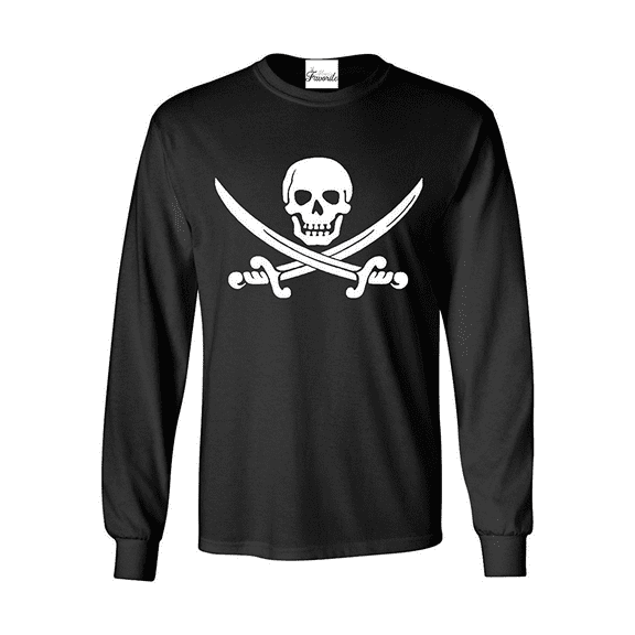 MmF - Mens Long Sleeve T-Shirts, up to Size 5XL - Pirate Flag