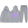 thumbnail image 1 of 2025 White Fox Unisex Letter Print Loose Hoodie Pants Set, 1 of 3