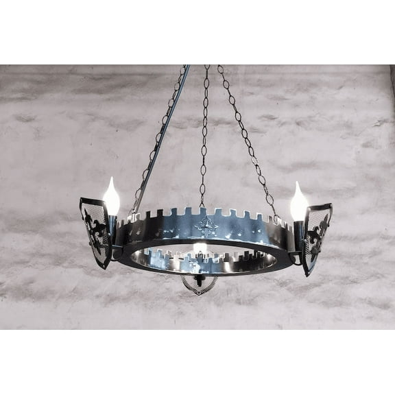 Chandelier ligthing - Ancient Medieval Style Iron Chandelier - Three lights chandelier - Ceiling lights - Rustic lighting