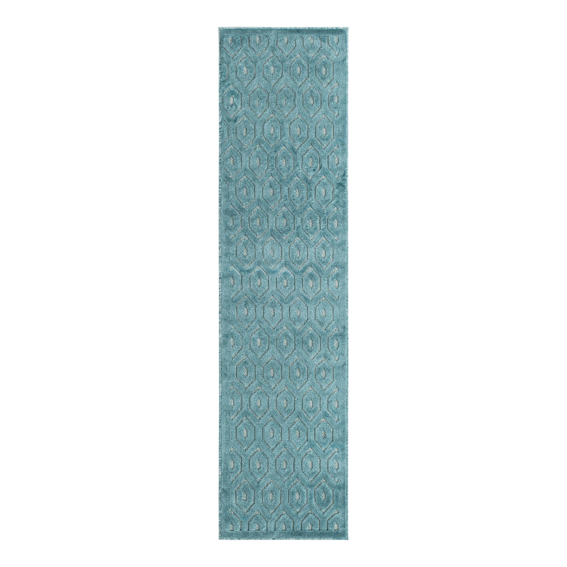 Unique Loom Outdoor Trellis Textured Collection Area Rug - Spatial (2' x 8' Runner Aqua/Ivory)