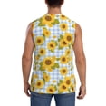 thumbnail image 4 of Pofeuu Blue White Plaid Sunflower Print Men's Muscle T-Shirt, Sleeveless, Muscle Tank, Classic Muscle Tee Top For Men Casual Sleeveless Muscle T-Shirt Trendy Clothes-XX-Large, 4 of 7