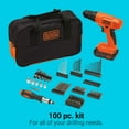 thumbnail image 6 of BLACK+DECKER 20V Cordless Drill, 1.5 Amps, 100 Piece Set, Battery and Charger Included, 6 of 7