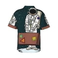 thumbnail image 3 of Bixox Men's Hawaiian Shirts Men's Astronaut Traveler with Suitcase Print Short-Sleeve Shirt-3X-Large, 3 of 8