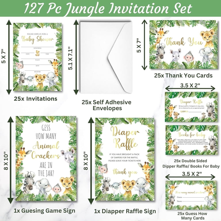50 Greenery Diaper Raffle Tickets For Baby Shower - 3.5"x2" Cards With Name Line, Gender Neutral