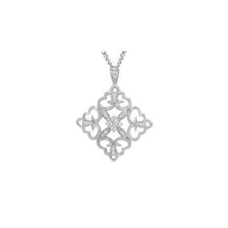 - 1/4 Carat T.W Natural Diamond Scallop Square Pendant in 10K Solid White Gold