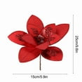 thumbnail image 3 of Luoshdecor Christmas Poinsettia Glitter Flowers with Stems Ornaments for Christmas Tree Party Decorations, 3 of 7