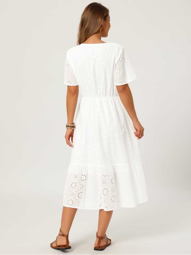 a line eyelet dress Friendly Flirtation White Sleeveless A-line Eyelet Mini Dress