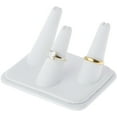 thumbnail image 2 of Plymor White Faux Leather Ring Finger Display, Three on Rectangular Base, 4.125" W x 3.25" D x 2.25" H (Pack of 3), 2 of 2