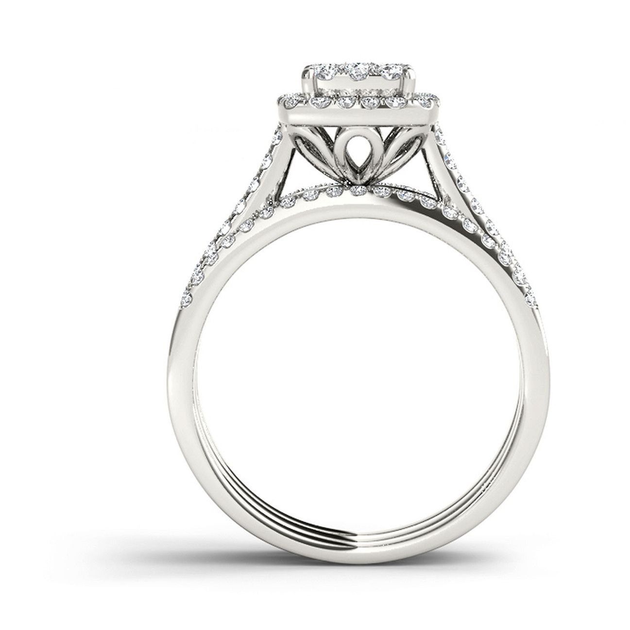 1 Carat T.W. Diamond 10kt White Gold Single Halo Engagement Ring Set