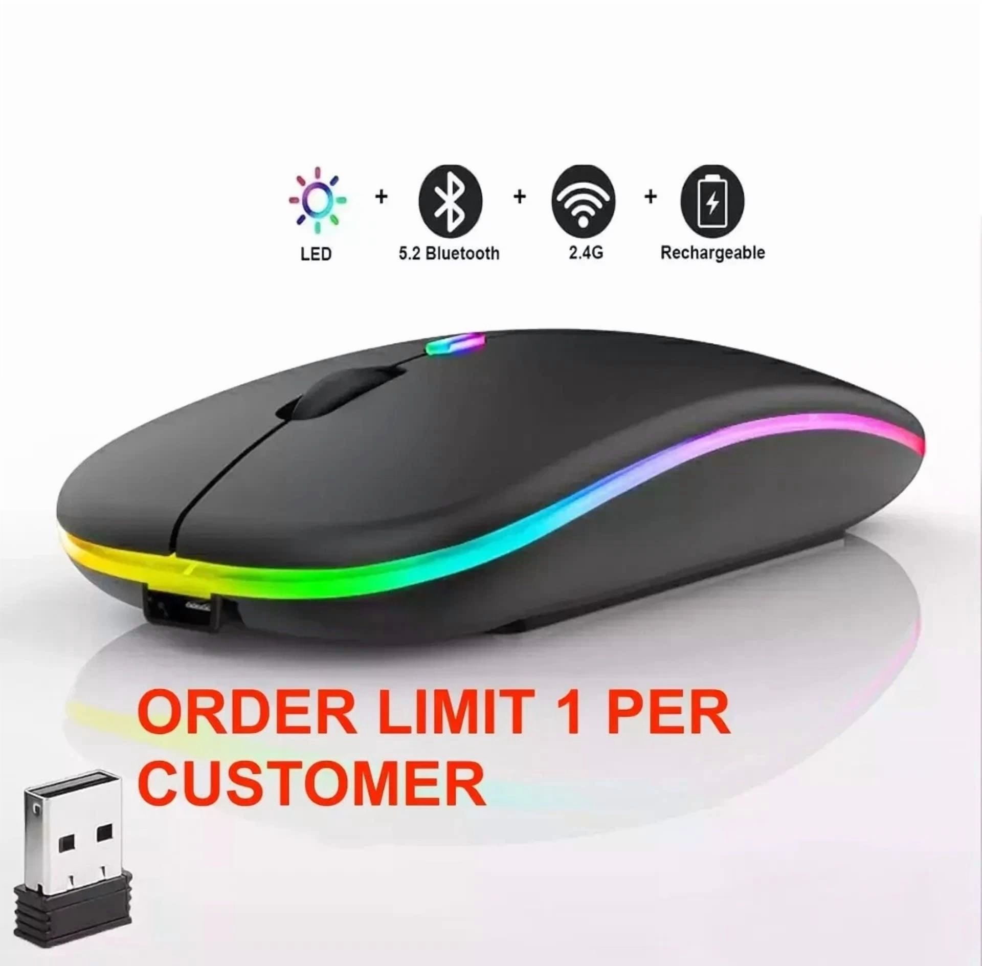 Wireless Mouse Bluetooth Optical 2.4Ghz Usb Rechargeable Rgb Mice For Pc Laptop