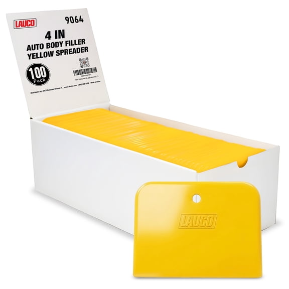 4" Reusable Plastic Spreader - Auto Body Filler Yellow Spreaders (Pack of 100) - 9064