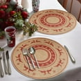 thumbnail image 5 of Christmas Round Placemats Winter Red Polypropylene Woven Place Mat for Xmas Holiday Party Table Mats Kitchen Dining Table Decoration (C), 5 of 6
