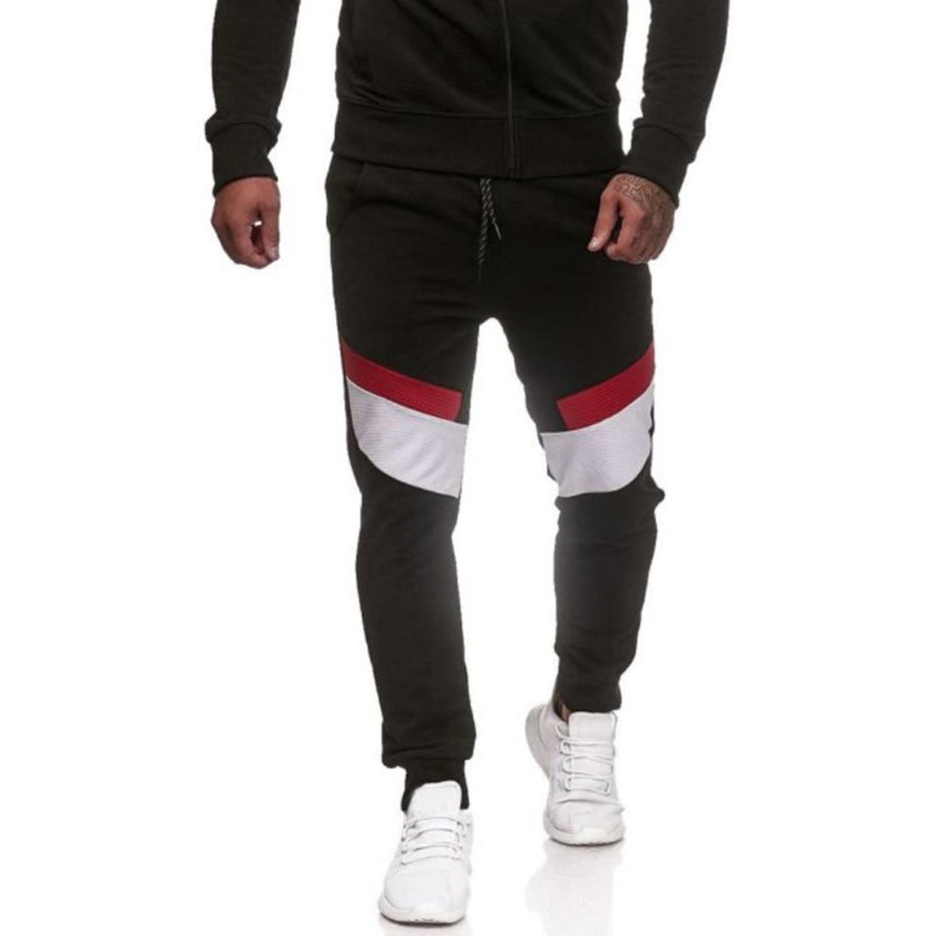 Men/'s Casual Sport Pants Slim Fit Patchwork Trousers Running Joggers Sweatpants