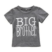 Kiapeise Family Matching Letter Print Outfits Litter Sister Big Brother Tops