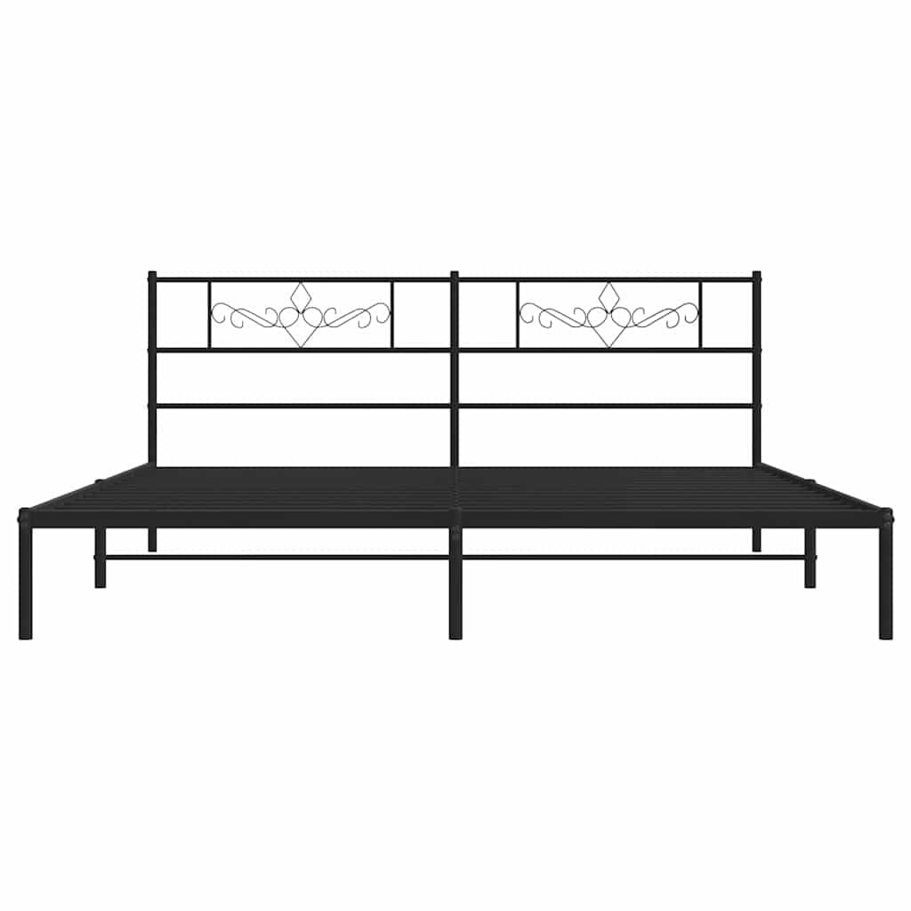 vidaXL 12" Black King Size Metal Bed Frame with Headboard No Mattress