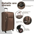 thumbnail image 2 of POVANLI 4 Piece Softshell Expandable Luggage Sets (20/24/28/32''), Lightweight Durable Water Resistant Suitcases with Lock, Exterior Double Pockets, 360°Swivel Spinner Wheels (Brown), 2 of 6